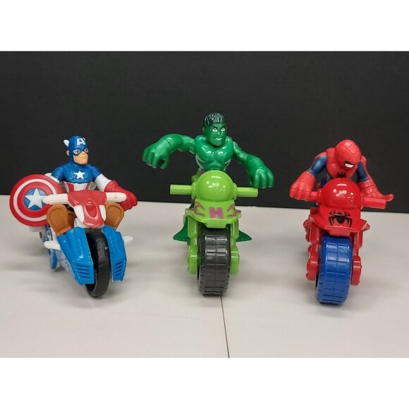 Playskool Marvel Heroes Adventures Set of 3- Captain America, Spiderman & Hulk - Picture 2 of 12
